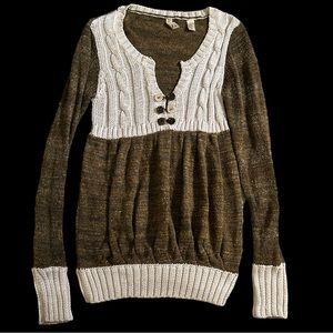 Y2K BKE 2 Tone Cable Knit Marled Long Sleeve Sweater Top Women’s Size Large